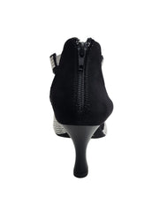 Carica immagine nella Galleria, Nina Silver (2308 L) - Sandalo da Donna in Camoscio Nero con Miniborchiette Argento elastici Argento e Tacco a Rocchetto Alluminio Smaltato Nero