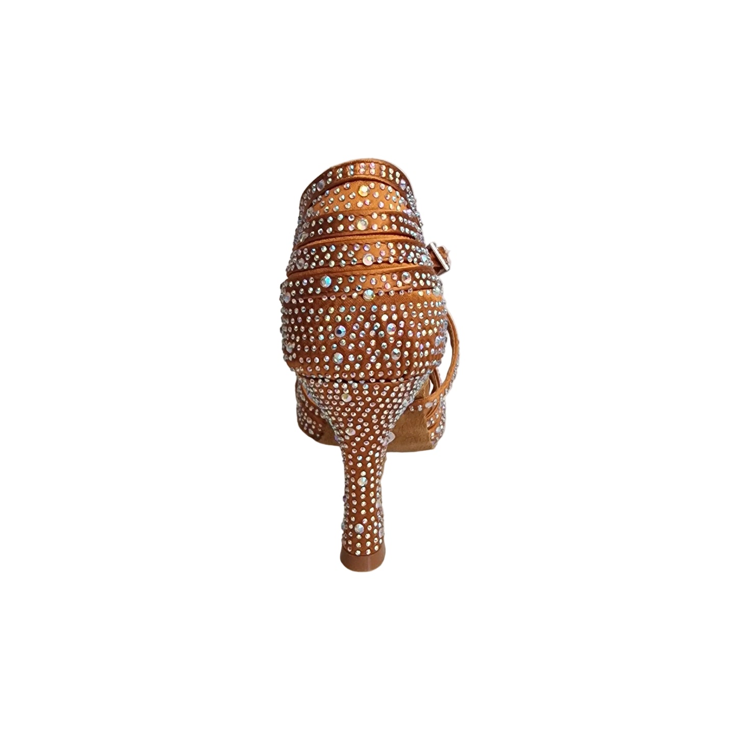 Onda QC Dreams Maxplus CE (BI-Flex) - Scarpa Da Donna in Raso Bronzo con Strass Boreali Cinturino incrociato su collopiede e Fondo Extraflex Competition Tacco a Rocchetto