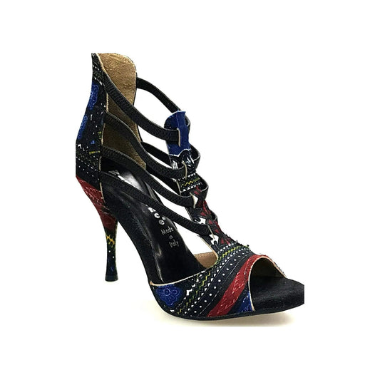Sandalo da Donna in Stile Dakar Daishiki Blu Notte Lilith Wish Dance, vista laterale