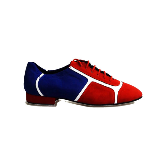 Sneaker Manuel 820 Caribe in camoscio blu royal e rosso con inserti bianchi, stile casual e alla moda.