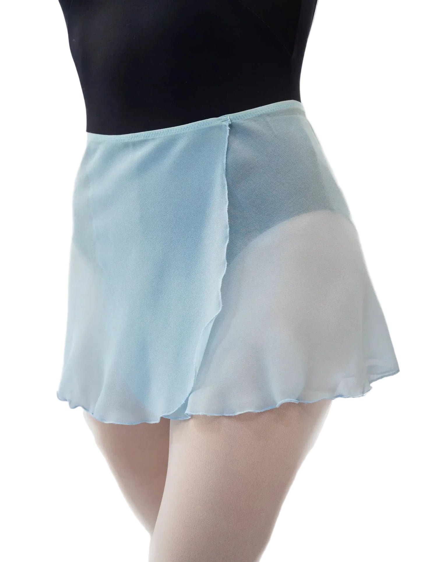 Gonnellino chiffon in seta celeste Wish Dance Shop, attorcigliato, lunghezza 35cm, per adulti, vari colori disponibili