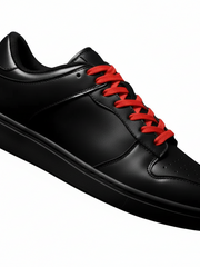 Load image into Gallery viewer, LOKI (L0702FCE) - Sneaker in Ecopelle Nera Vegan Suola Nera in Gommina e Resina Tecnica Cerchi Rossi