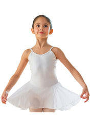 Load image into Gallery viewer, AURORA (RD) - Body Danza Classica Bretellina Sottile da Bambina in Cotone Bielastico con Elastamero foderato sul Petto in Microfibra Anrisudore con Applicazione cucita di Gonnellino in velo di Chiffon