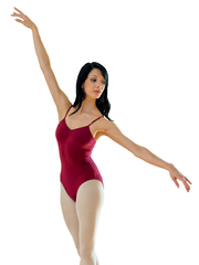 Carica immagine nella Galleria, MEDORA (RD/NA/B/S) - Body Danza Classica da donna in Cottonlycra Bielastica nera spalline singole Sottili con microfibra con Pettorina antisudore sul petto