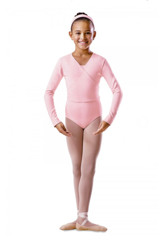 Scaldacuore bambino Silvya (RD) in morbido cotone lycra bielastico, manica lunga, colore rosa carne, marca Wish Dance Shop