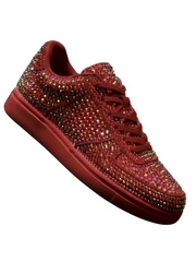 Carica immagine nella Galleria, RUBIN De Lux (L0701FCE) - Sneaker in Camoscio Vegan e Swarovski Boreali Suola Rossa in Gommina e Resina Tecnica Cerchi Rossi