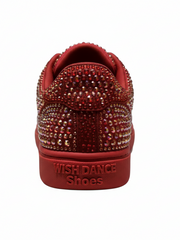 Carica immagine nella Galleria, RUBIN De Lux (L0701FCE) - Sneaker in Camoscio Vegan e Swarovski Boreali Suola Rossa in Gommina e Resina Tecnica Cerchi Rossi