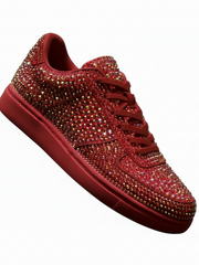 Carica immagine nella Galleria, RUBIN De Lux (L0701FCE) - Sneaker in Camoscio Vegan e Swarovski Boreali Suola Rossa in Gommina e Resina Tecnica Cerchi Rossi