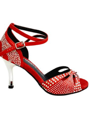Load image into Gallery viewer, Deluxe Butterfly PW (L2PW) - Scarpa da Ballo in Raso Seta Rosso con Swarovski Boreali e Tacco a Stiletto e a Spillo Laminato Argento