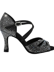 Carica immagine nella Galleria, BORBOLETA Dreams Deluxe (L2/L642CE) - Scarpa da Ballo in Raso Nero con Strass Boreali e Tacco a Rocchetto