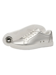 Carica immagine nella Galleria, Sneaker ecopelle total silver ATACA Theia Vortex con suola bianca in gomma, dettaglio argento e comfort leggero, stile vegan.