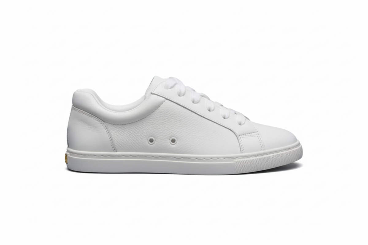 Sneaker ecopelle bianca ATACA Gabriel Vortex con suola bianca in gomma, dettagli oro e design leggero, comfort totale, Wish Dance Shop