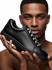 Load image into Gallery viewer, ATACA Black Mamba Vortex (L0700FCE) - Sneaker Ecopelle Totale Nera materiale Vegan confort Light Flex Suola Nera in Gommina e Resina Tecnica Cerchi Argento Pivot