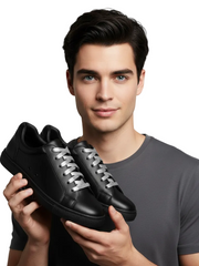 Load image into Gallery viewer, ATACA Black Mamba Vortex (L0700FCE) - Sneaker Ecopelle Totale Nera materiale Vegan confort Light Flex Suola Nera in Gommina e Resina Tecnica Cerchi Argento Pivot