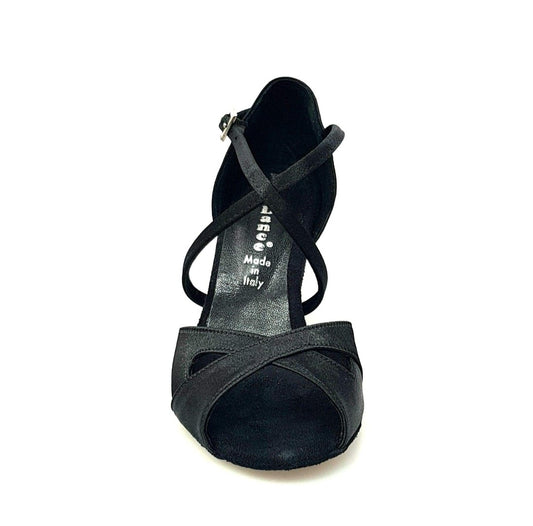 Scarpa Basica Da donna in Raso Seta Nero Ely QC Wish Dance, vista laterale