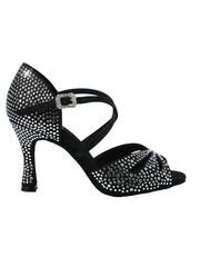 Carica immagine nella Galleria, BORBOLETA Dreams Deluxe (L2/L642CE) - Scarpa da Ballo in Raso Nero con Strass Boreali e Tacco a Rocchetto