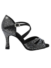 Carica immagine nella Galleria, BORBOLETA Dreams Deluxe (L2/L642CE) - Scarpa da Ballo in Raso Nero con Strass Boreali e Tacco a Rocchetto