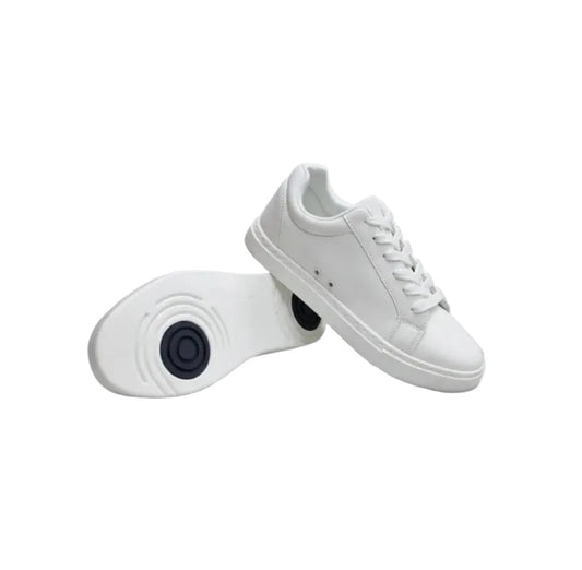 Sneaker ecopelle bianca e nera Suprema White Black Vortex (FCE) con suola in gomma e resina, design leggero e confortevole.