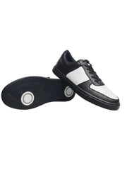 Carica immagine nella Galleria, REY Black/White (L0701FCE) - Sneaker in Ecopelle Vegan Bianca e Nera Suola Nera in Gommina e Resina Tecnica Cerchi Bianchi Pivot