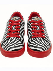 Carica immagine nella Galleria, ATACA Zebry Red Gold Vortex (L0700FCE) - Sneaker in Tessuto Zebrato materiale Vegan confort Light Flex Suola Rossa in Gommina e Resina Tecnica Cerchi Oro Pivot