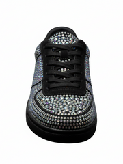Carica immagine nella Galleria, POSEIDON De Lux Vortex (L0701FCE) - Sneaker in Camoscio Vegan Colore Nero e Swarovski Boreali Suola Nera Gommina e Resina Tecnica Cerchi Neri Pivot
