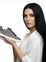 Carica immagine nella Galleria, ATACA Zebry White Vortex (FCE) - Sneaker in Tessuto Zebrato materiale Vegan confort Light Flex Suola Bianca in Gommina e Resina Tecnica Cerchi Neri Pivot