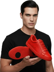Carica immagine nella Galleria, ATACA Red Flame Vortex (L0700FCE) - Sneaker Ecopelle Totale Rossa materiale Vegan confort Light Flex Suola Rossa in Gommina e Resina Tecnica Cerchi Neri Pivot