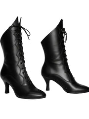 Carica immagine nella Galleria, Stivali in pelle nera Wish Dance Shop D-3 Pairè con chiusura anteriore e alamari a stringhe, stile elegante e casual