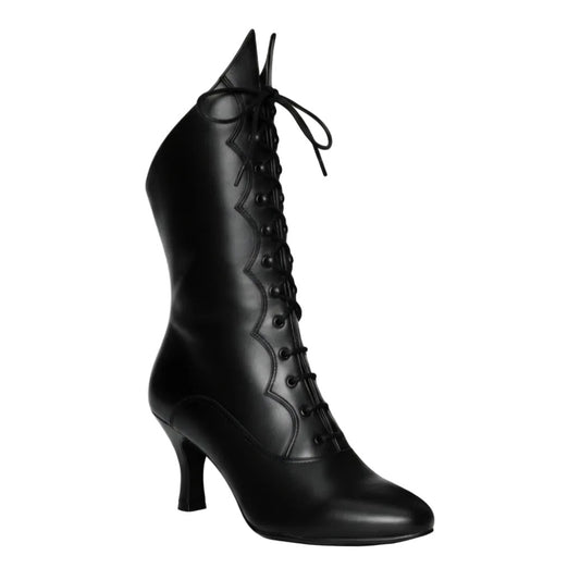 Stivali in pelle nera Wish Dance Shop D-3 Pairè con chiusura anteriore e alamari a stringhe, stile elegante e robusto.