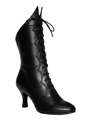 Carica immagine nella Galleria, Stivali in pelle nera Wish Dance Shop D-3 Pairè con chiusura anteriore e alamari a stringhe, stile elegante e robusto.