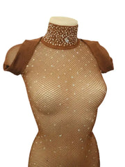 Carica immagine nella Galleria, MIRANDA - Tuta Dolcevita Professionale a Rete con micronodi massaggianti e modellanti con Piede e soletta rinforzata Swarovski Luxury Boreali e Cristall Wish dance Swarovski