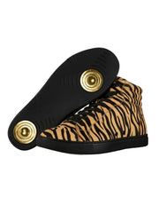 Carica immagine nella Galleria, GERO Tiger Black Gold Vortex (L0703FCE) - Sneaker Collo Alto Disegno Tigre del Bengala Totale materiale Vegan confort Light Flex Suola Nera in Gommina e Resina Tecnica Cerchi Oro Pivot