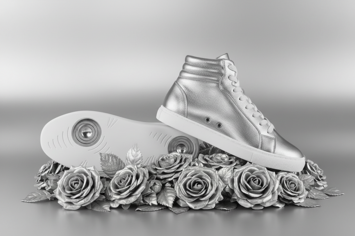 Sneaker GERO Noah Gold Vortex Wish Dance Shop con collo alto, ecopelle oro, suola bianca, dettagli in oro e comfort leggero
