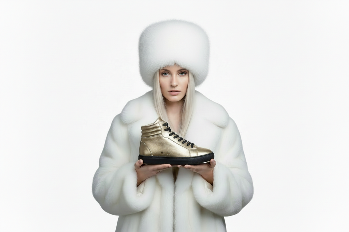 Sneaker GERO Gold Black Vortex Wish Dance Shop, scarpa alta in ecopelle nera e oro, suola in gomma e resina, stile comfort e light flex