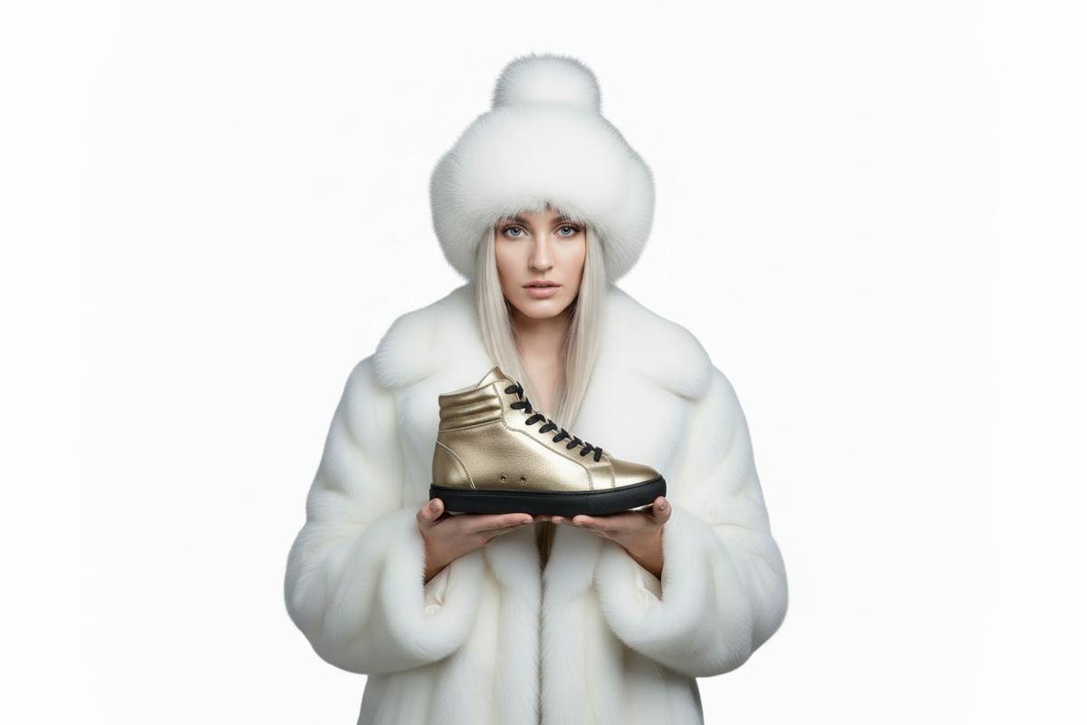 Sneaker GERO Gold Black Vortex Wish Dance Shop, scarpa da ginnastica alta in ecopelle nera e oro, suola in gomma e resina, stile moderno.