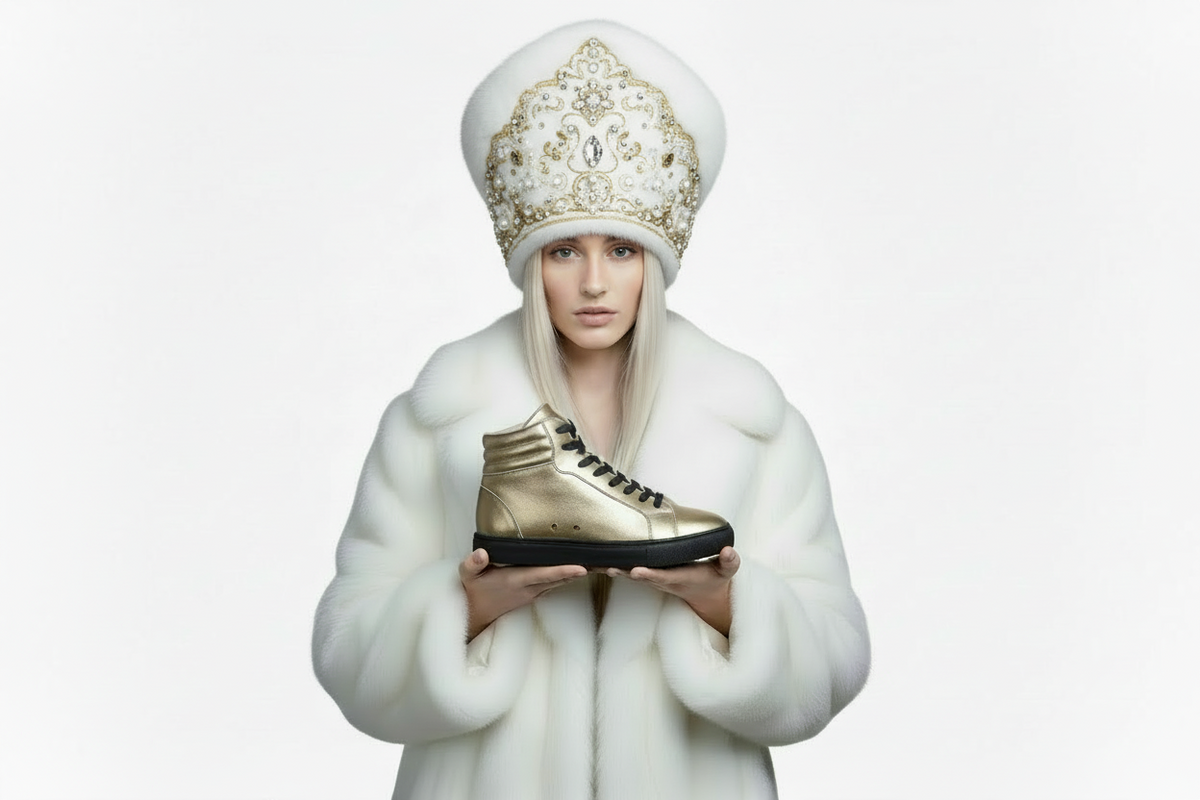 Sneaker GERO Gold Black Vortex Wish Dance Shop, scarpa alta in ecopelle nera e oro, suola in gomma e resina, stile comodo e leggero