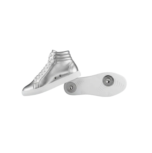 Sneaker GERO Noah Silver Vortex Wish Dance Shop, scarpa alta in ecopelle argento, suola bianca, stile moderno e comfort vegan.