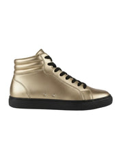 Carica immagine nella Galleria, GERO Gold Black Vortex (L0703FCE) - Sneaker Collo Alto Ecopelle Totale Oro materiale Vegan confort Light Flex Suola Nera in Gommina e Resina Tecnica Cerchi Oro Pivot