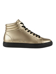 Carica immagine nella Galleria, GERO Gold Black Vortex (L0703FCE) - Sneaker Collo Alto Ecopelle Totale Oro materiale Vegan confort Light Flex Suola Nera in Gommina e Resina Tecnica Cerchi Oro Pivot