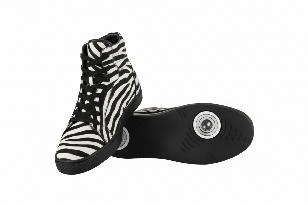 Scarpa da donna in camoscio nero con plateau e tacco a spillo, modello Wish Dance Shop, vista frontale con dettagli eleganti.