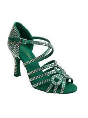 Load image into Gallery viewer, NORA Dreams Gold (L2576S) - Scarpa da Ballo da Donna in Raso Oro Flash cinturino incrociato alla Caviglia con Strass Boreali Tacco a Rocchetto