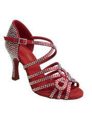 Load image into Gallery viewer, NORA Dreams Gold (L2576S) - Scarpa da Ballo da Donna in Raso Oro Flash cinturino incrociato alla Caviglia con Strass Boreali Tacco a Rocchetto