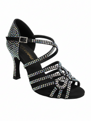 Load image into Gallery viewer, NORA Dreams Gold (L2576S) - Scarpa da Ballo da Donna in Raso Oro Flash cinturino incrociato alla Caviglia con Strass Boreali Tacco a Rocchetto