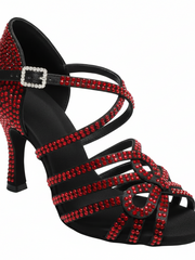 Load image into Gallery viewer, NORA Dreams Gold (L2576S) - Scarpa da Ballo da Donna in Raso Oro Flash cinturino incrociato alla Caviglia con Strass Boreali Tacco a Rocchetto