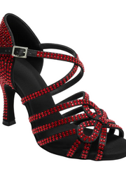 Load image into Gallery viewer, NORA Dreams Gold (L2576S) - Scarpa da Ballo da Donna in Raso Oro Flash cinturino incrociato alla Caviglia con Strass Boreali Tacco a Rocchetto