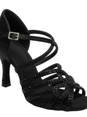 Load image into Gallery viewer, NORA Dreams Gold (L2576S) - Scarpa da Ballo da Donna in Raso Oro Flash cinturino incrociato alla Caviglia con Strass Boreali Tacco a Rocchetto