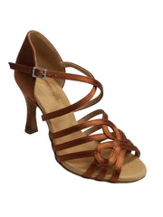 Load image into Gallery viewer, NORA Dreams Gold (L2576S) - Scarpa da Ballo da Donna in Raso Oro Flash cinturino incrociato alla Caviglia con Strass Boreali Tacco a Rocchetto