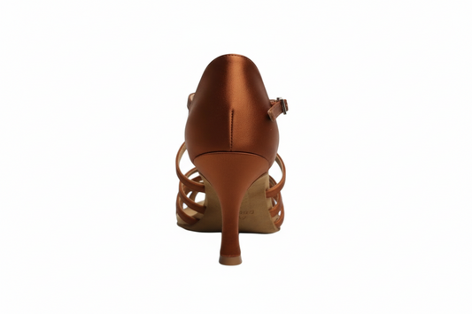 Scarpe da ballo donna Rosy Dreams Bronzo SS con cinturino incrociato in raso, tacco a rocchetto, stile elegante e raffinato