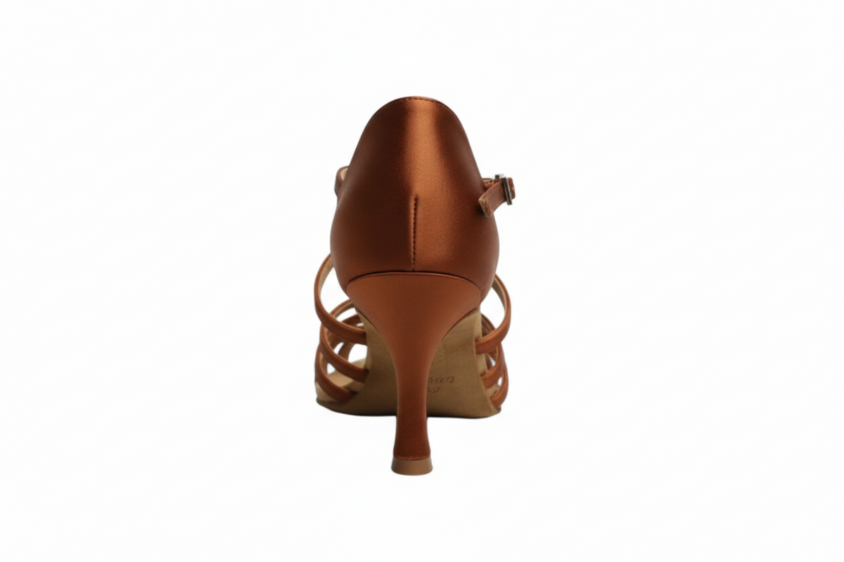 Scarpe da ballo donna Rosy Dreams Bronzo SS con cinturino incrociato in raso, tacco a rocchetto, stile elegante e raffinato