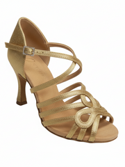 Carica immagine nella Galleria, ROSY Dreams Carne Flash SS (L2576SS) - Scarpa da Ballo da Donna in Raso Carne Flash Tan cinturino incrociato al Collopiede Tacco a Rocchetto